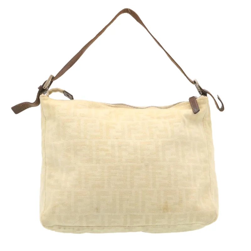 Fendi tote bags with a reinforced bottom for increased durabilityFENDI Zucca Canvas Mamma Baguette Shoulder Bag Beige  am2225g