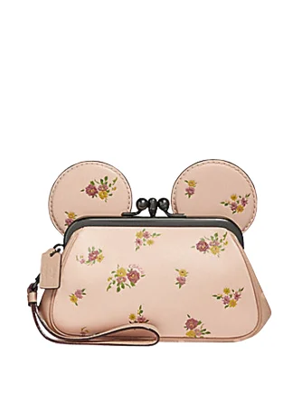 Ladies Coach crossbody bags with a wide - width strap for comfortCoach Kisslock Wristlet With Floral Mix and Minnie Mouse Ears