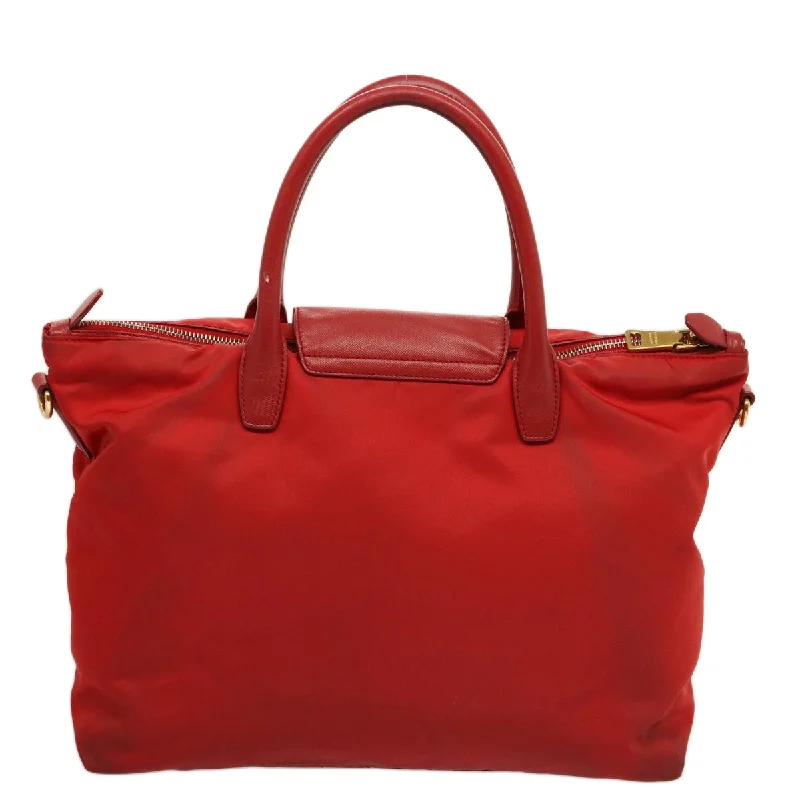 Prada Galleria bags with a structured silhouette for a professional lookPRADA Tote Bag Nylon Red  75649