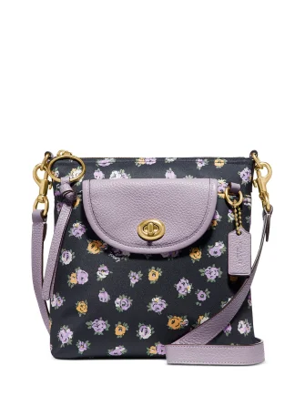 Coach backpacks with a multi - pocket organization for functionalityCoach Vintage Rose Print Nylon Cargo Crossbody