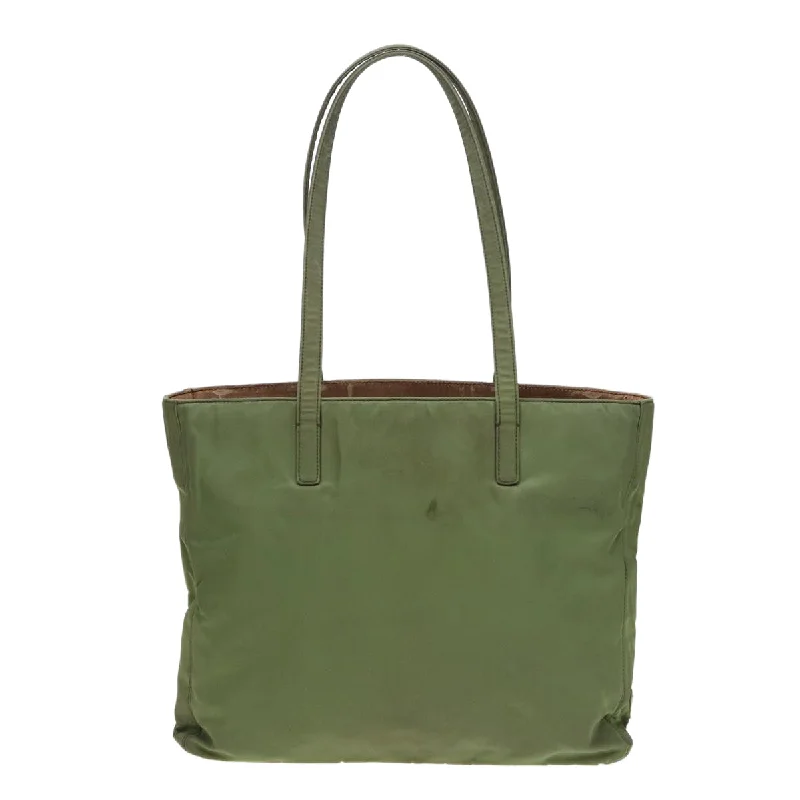 Prada tote bags with a double - handle and shoulder - strap option for easy usePRADA Tote Bag Nylon Khaki  80577