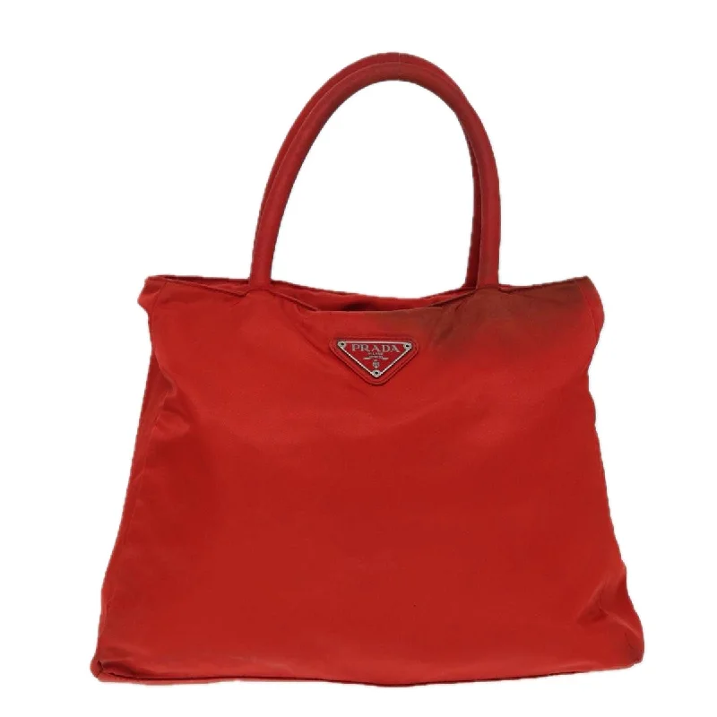 Prada Cahier bags featuring the signature triangular logo plaquePRADA Tote Bag Nylon Red  82883