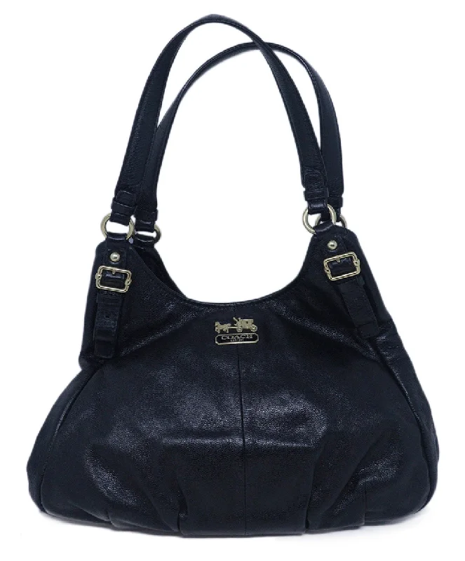 Coach Borough bags with a contrast - stitched handle for a unique lookCoach Black Leather Hobo Bag