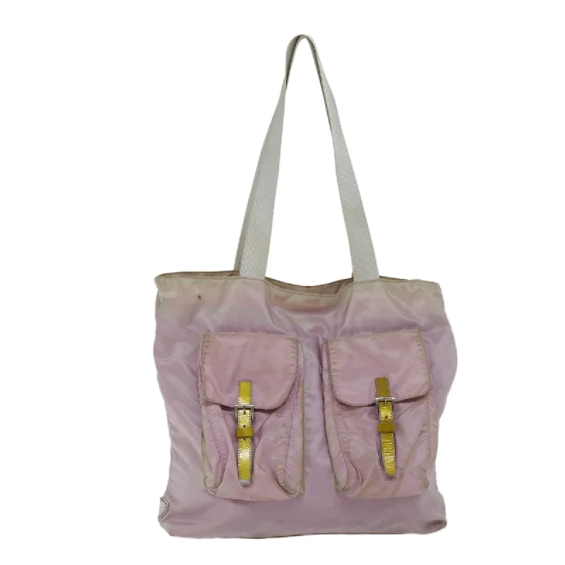 Prada tote bags with a double - handle and shoulder - strap option for easy usePRADA Tote Bag Nylon Pink  69661