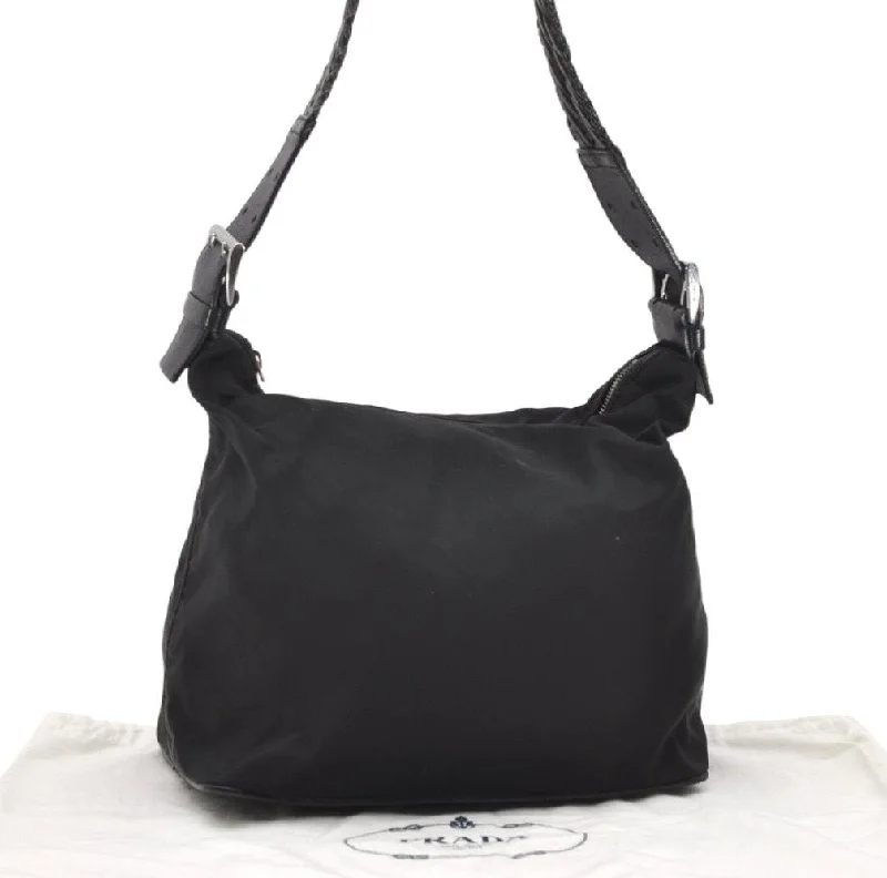 Ladies Prada Re - Edizione 2005 bags with a star - shaped charm for a playful touchAuthentic PRADA Nylon Tessuto Leather Shoulder Bag Purse Black 3743K