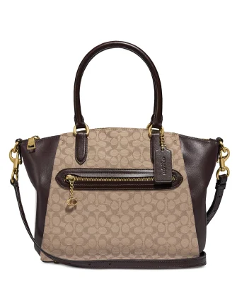 Coach tote bags with a spacious interior and multiple compartments for organizationCoach Signature Jacquard Elise Satchel