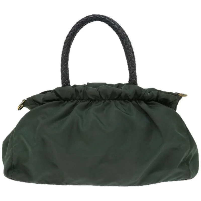 Prada bags with a back - zip pocket for storing valuables securelyPRADA Hand Bag Nylon 2way Green  th4577