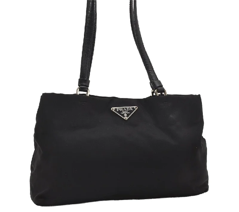 Ladies Prada Galleria bags with a detachable shoulder strapAuthentic PRADA Nylon Tessuto Leather Shoulder Hand Bag Purse Black 2654J