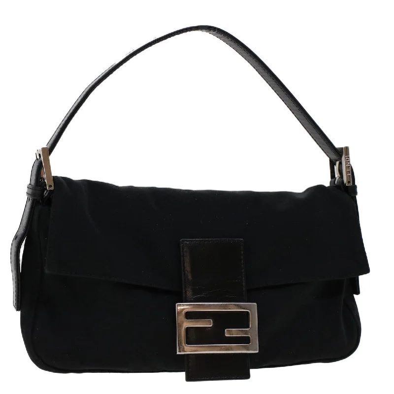 Fendi bags with a detachable tablet holder for using tablets on the goFENDI Mamma Baguette Shoulder Bag Nylon Leather Black 2321.26424.008  bs6395