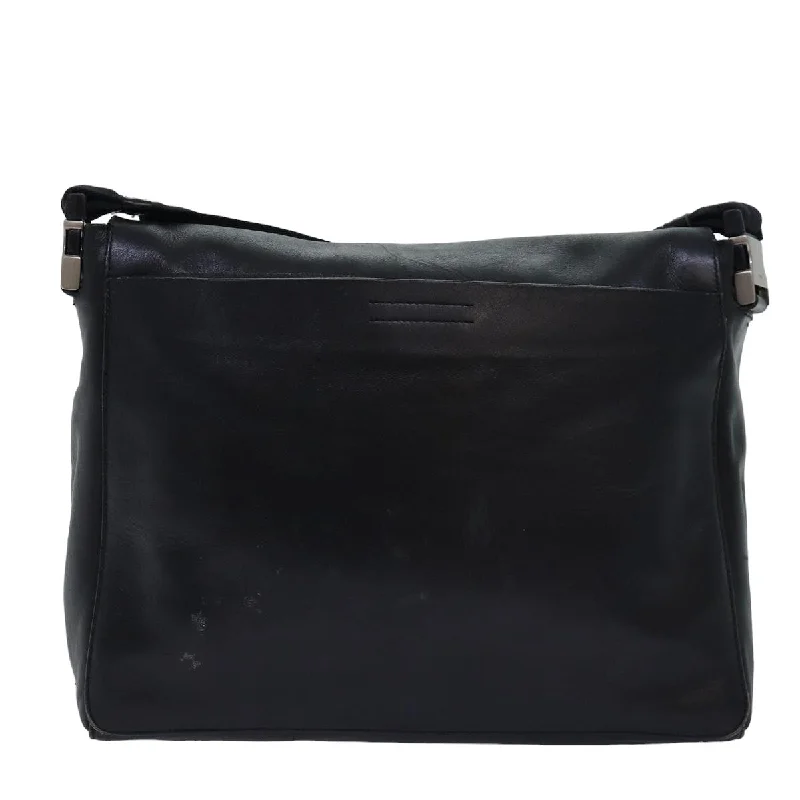 Ladies Prada shoulder bags with a magnetic - closure flap for easy opening and closingPRADA Shoulder Bag Leather Black  bs14610