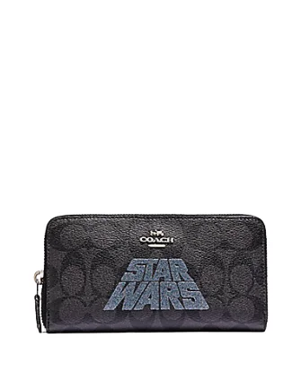 Coach crossbody bags with a woven leather strap for a unique textureCoach Star Wars X Accordion Zip Wallet in Signature Canvas with Logo