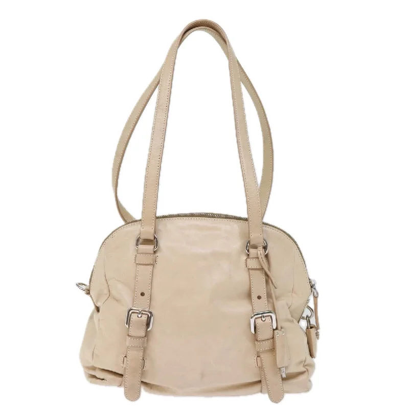 Prada bags with a detachable mobile phone holder for on - the - go conveniencePRADA Shoulder Bag Leather Beige  72717