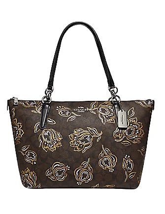 Coach handbags with a beaded trim for a glamorous and elegant lookCoach Ava Tote in Signature Canvas With Tulip Print