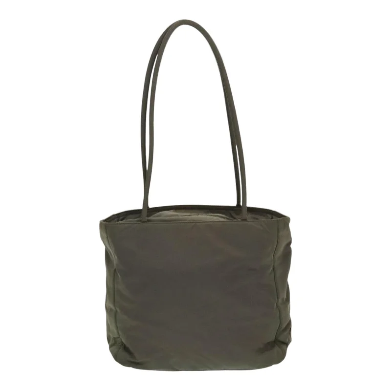 Prada Cleo bags with a snakeskin - effect panel for a bold and trendy lookPRADA Tote Bag Nylon Khaki Silver  86252