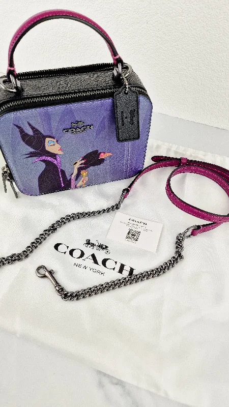 Ladies Coach Tabby bags with a detachable shoulder strapDisney x Coach Box Crossbody With Maleficent Motif Lunchbox Bag Purple Leather Villains - Coach CC376