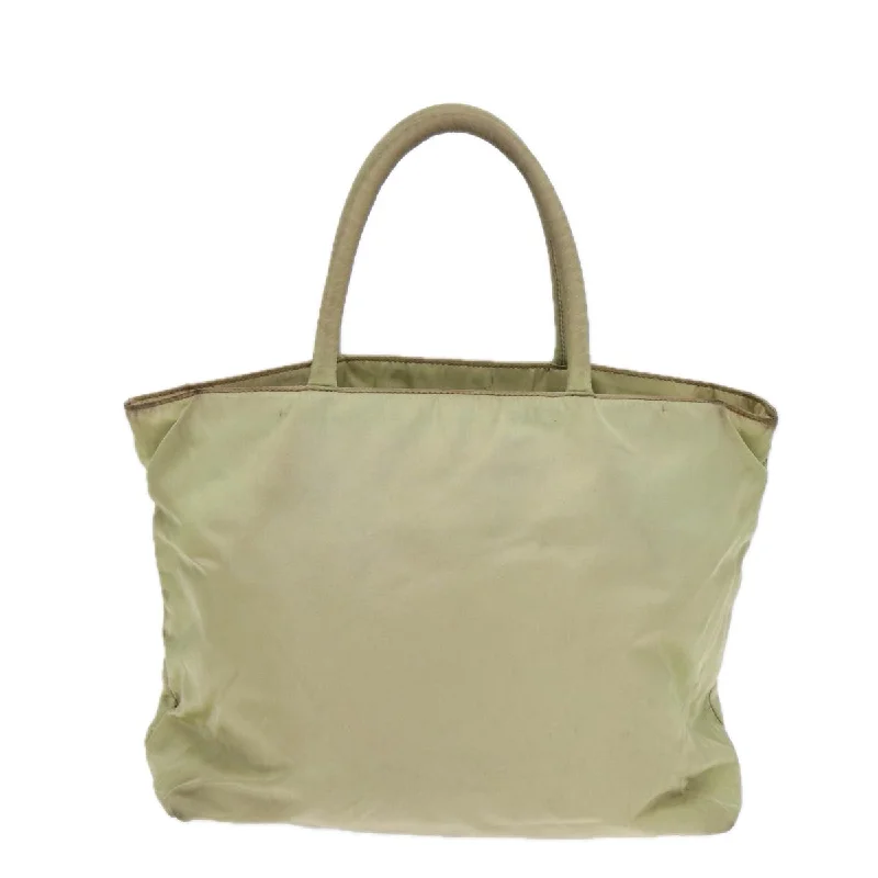 Prada bags with a back - zip pocket for storing valuables securelyPRADA Tote Bag Nylon Silver Pistachio Green  hk1563