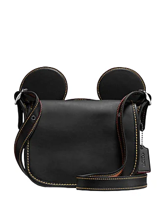 Coach handbags with a beaded trim for a glamorous and elegant lookCoach Patricia Saddle in Glove Calf Leather With Mickey Ears