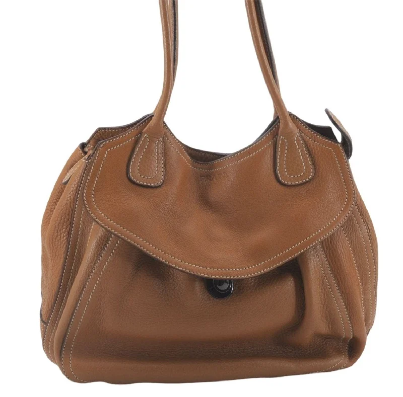 Prada Re - Edizione 2005 bags with a retro - inspired designAuthentic PRADA Leather Shoulder Hand Bag Purse Brown 4907D