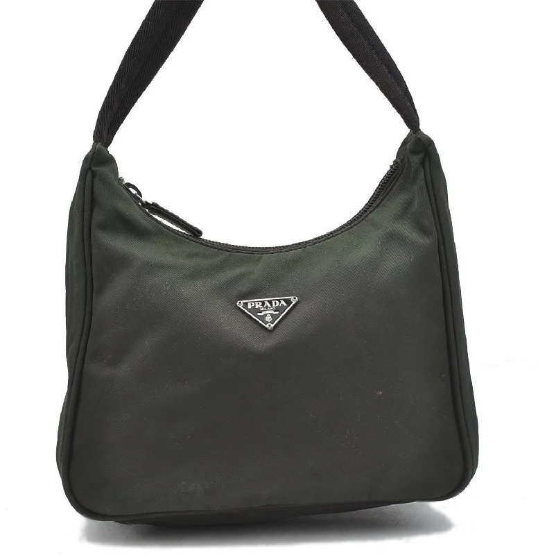 Medium - sized Prada tote bags in classic black for everyday versatilityAuthentic PRADA Nylon Hand Bag Purse Khaki Green 4932D