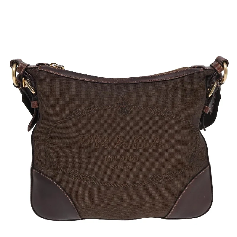 Prada crossbody bags with adjustable nylon straps for comfort and durabilityPRADA Shoulder Bag Canvas Brown  bs16387