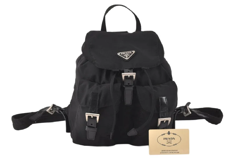 Prada Re - Edizione 2005 bags with a retro - inspired designAuthentic PRADA VELA Nylon Tessuto Leather Backpack Purse B6677 Black 3610K