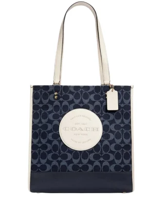 Coach bags with a detachable mirror inside for quick touch - upsCoach Dempsey Tote In Signature Jacquard With Patch