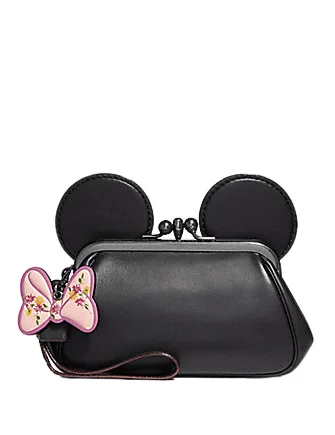 Medium - sized Coach shoulder bags in rich, deep colors for a sophisticated appearanceCoach Kisslock Wristlet With Minnie Mouse Ears