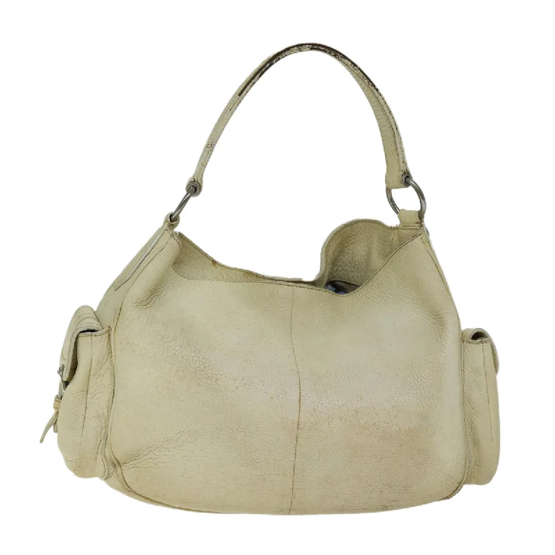 Prada bags with a zip - top closure and multiple interior pockets for organizationPRADA Shoulder Bag Leather Cream  74644