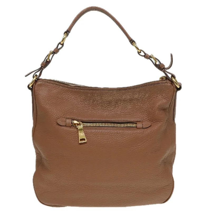 Ladies Prada shoulder bags with a single - handle design for simplicityPRADA Shoulder Bag Leather Gold Brown  ep5379