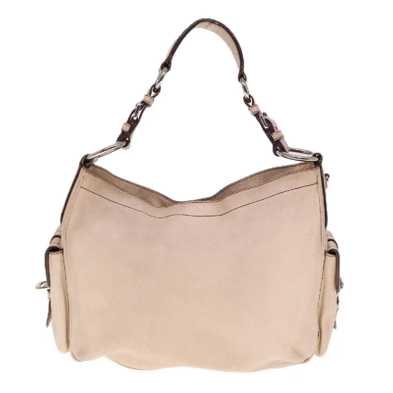 Ladies Prada Re - Edizione 2005 bags in a pastel color for a soft lookPRADA Shoulder Bag Leather Beige  am6349