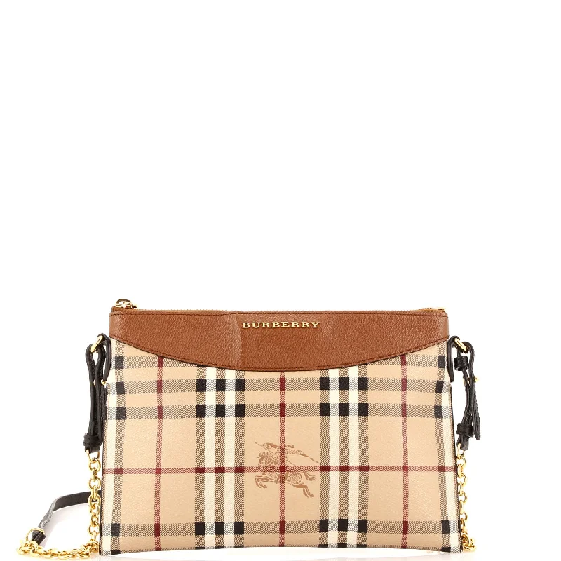 High - Capacity Burberry Duffle Bags for Long TripsPeyton Crossbody Bag Haymarket Coated Canvas