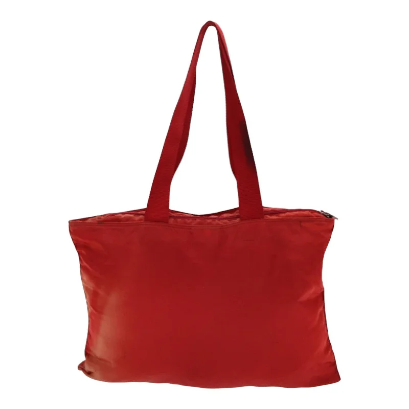 Prada bags with a zip - top closure and multiple interior pockets for organizationPRADA Tote Bag Nylon Red Silver  85644