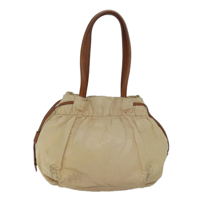 Prada Cahier bags with a monogram - embossed leather surfacePRADA Shoulder Bag Leather Beige  ar11638B