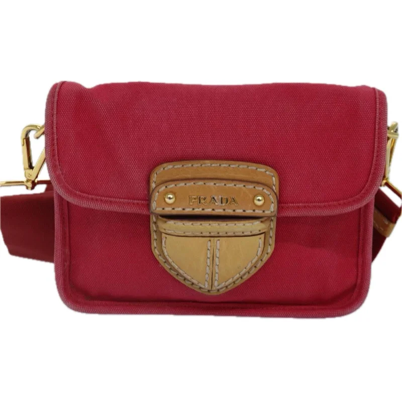 Prada crossbody bags in a vibrant red for a bold fashion statementPRADA Shoulder Bag Canvas Red  bs16823