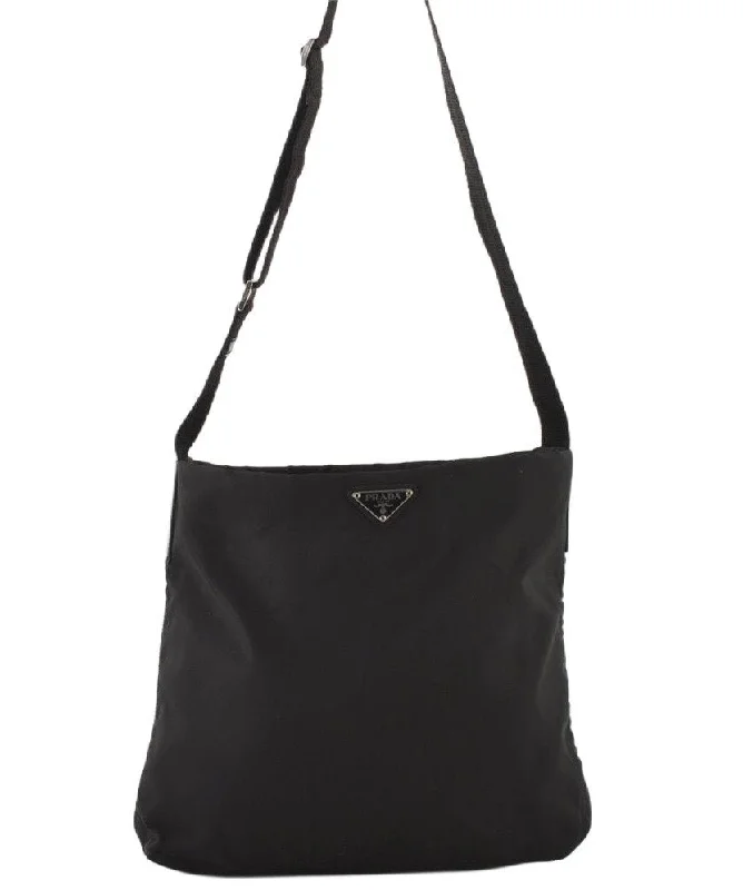 Ladies Prada Galleria bags with a detachable shoulder strapAuthentic PRADA Nylon Tessuto Leather Shoulder Cross Body Bag Black 5777K