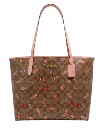 Ladies Coach Borough bags in a pastel shade for a soft and delicate appearanceCoach City Tote in Signature Canvas With Candy Print