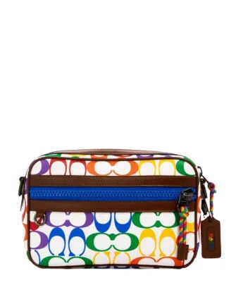 Coach tote bags with a printed Coach logo for brand visibilityCoach Graham Crossbody In Rainbow Signature Canvas