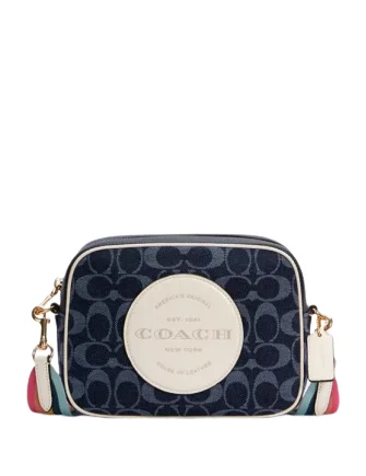 Coach Borough bags with a contrast - stitched handle for a unique lookCoach Dempsey Camera Bag In Signature Jacquard With Patch