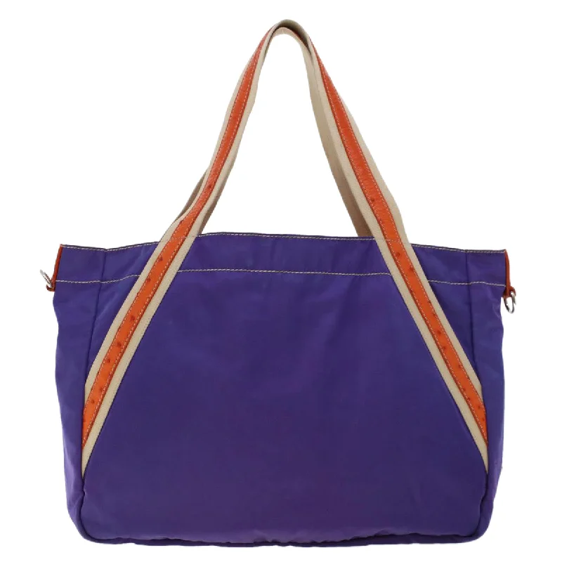 Ladies Prada Galleria bags with a textured leather surface for a more tactile lookPRADA Tote Bag Nylon Purple Orange  bs6261