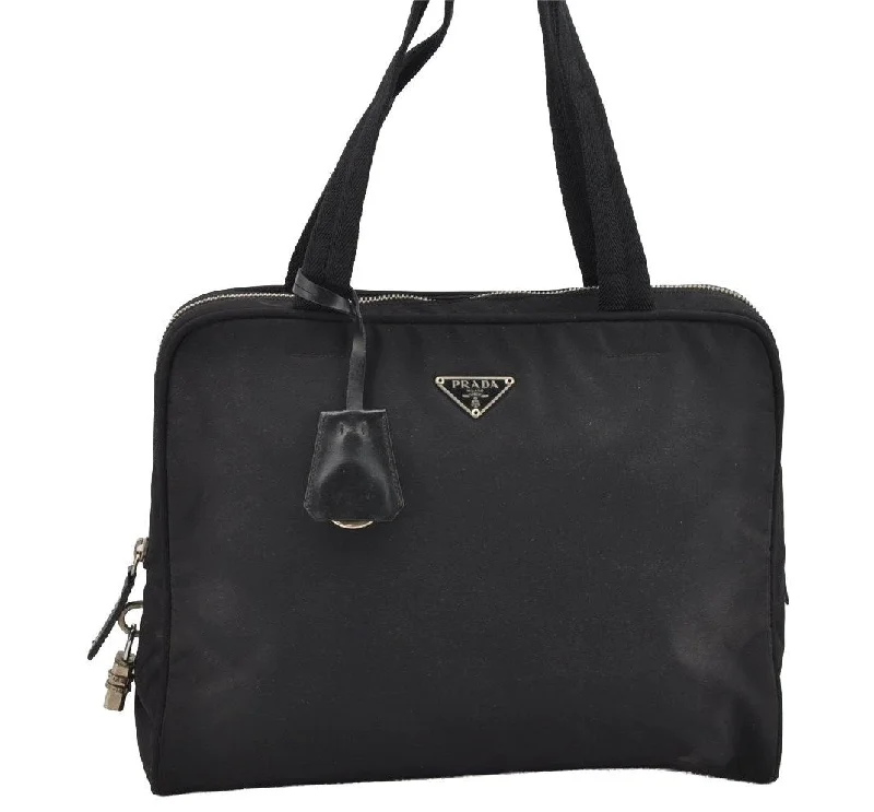 Ladies Prada Re - Edizione 2005 bags with a star - shaped charm for a playful touchAuthentic PRADA Vintage Nylon Tessuto Shoulder Hand Bag Black 4099I