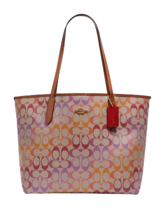 Coach Rogue bags with a monogram - embossed leather surfaceCoach City Tote in Rainbow Signature Canvas