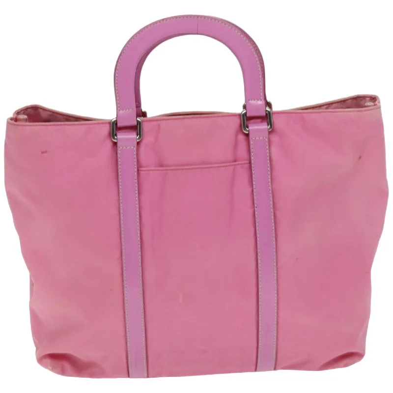 Prada handbags with a metal - framed clasp for durability and stylePRADA Hand Bag Nylon 2way Pink  76801