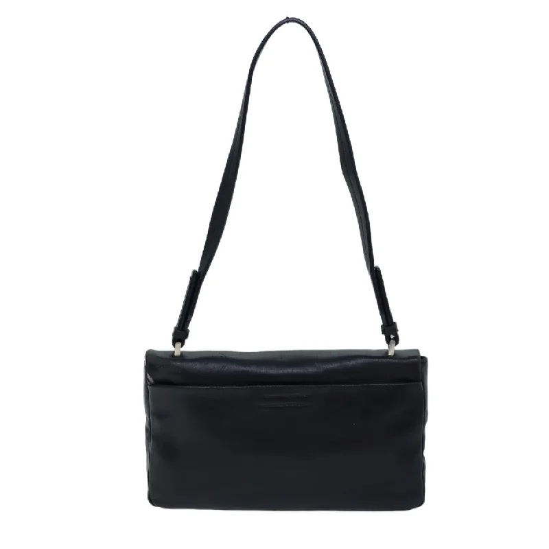 Prada bags with a front - zip pocket for small items like cards and keysPRADA Shoulder Bag Leather Black  71914