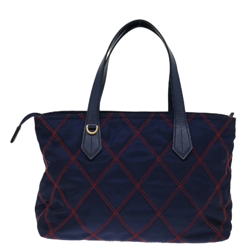 Prada bags with a zippered interior pocket for separating itemsPRADA Hand Bag Nylon 2way Navy Red  71293A