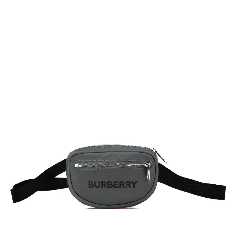 Water - Resistant Burberry Beach BagsGray Burberry Nylon Cannon Bumbag Belt Bag