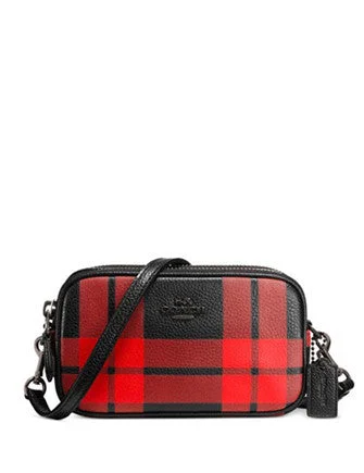 Coach Tabby bags with a classic turnlock closure for a timeless styleCoach Crossbody Pouch in Plaid Print Leather