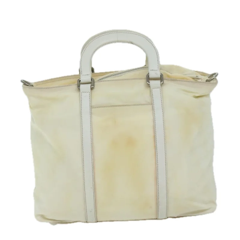 Prada tote bags with a printed Prada logo on the front for brand visibilityPRADA Hand Bag Nylon 2way White  65956