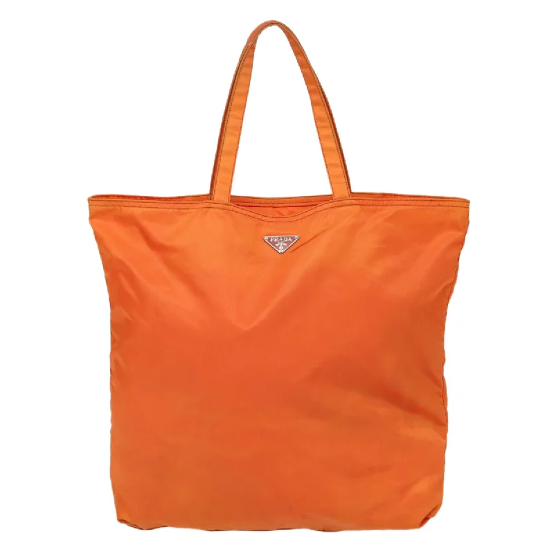 Ladies Prada Galleria bags with gold - toned hardware for a luxurious touchPRADA Tote Bag Nylon Orange Silver  87757