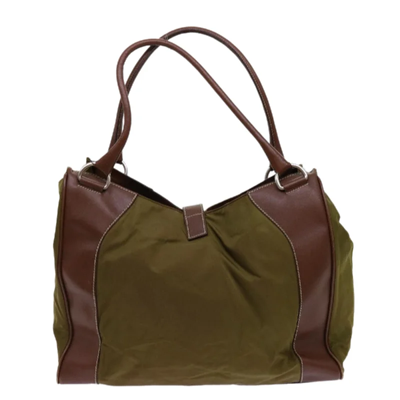 Prada bags with a detachable mirror inside for quick touch - upsPRADA Tote Bag Nylon Khaki  69650