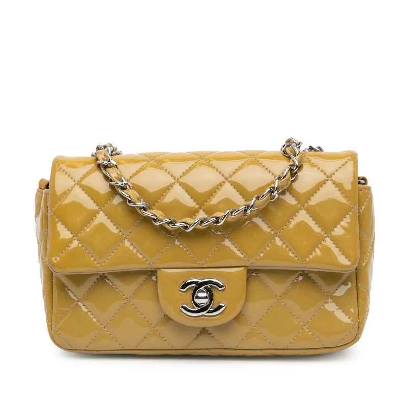 Chanel bags with exclusive seasonal designs and materialsYellow Chanel Mini Rectangular Classic Patent Single Flap Crossbody Bag